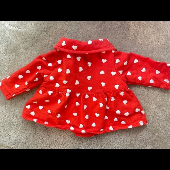 Adorable NB Red with White Hearts Pea Coat - Picture 3 of 3